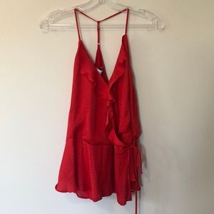 Red Ruffle Wrap Top, size L